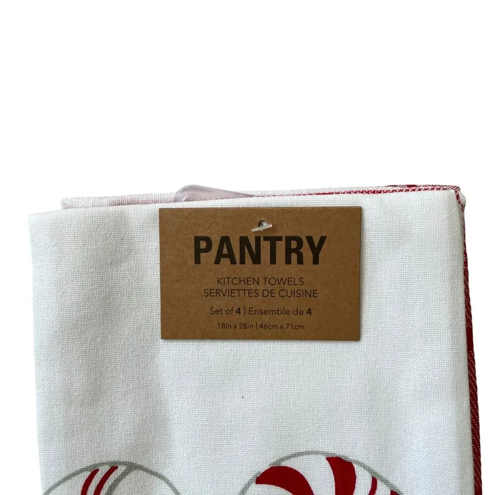 PANTRY 4pk Christmas Candy Cane Mints Kitchen Towel Set Holiday Red White New